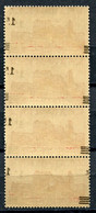 TUNISIE N°224 **  AMPHITHEATRE D'EL DJEM EN BANDE DE 4 VERTICALE AVEC SURCHARGES RECTO - VERSO DEPLACEES - Unused Stamps