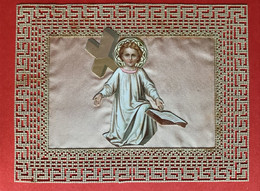 GRANDE Image Pieuse - 19ième - DENTELLE - TEXTILE - ENFANT JESUS - 14 Cm X 10.5 Cm - Images Religieuses