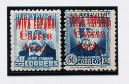 *68hh, 69hh. 1937. 40 Cts Azul Y 50 Cts Azul. Variedad SOBRECARGA DOBLE. MAGNIFICOS. Edifil 2017: 74 Euros - Other & Unclassified