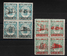 **/*83B(4), 87B(4). 1937. Dos Bloques De Cuatro Incluyendo Las Series Con Las Sobrecargas En Negro Y Rojo. MAGNIFICOS E  - Other & Unclassified