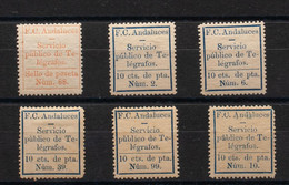 *4, 6(4), 7. 1883. 1 Pts Rojo, 10 Cts Azul, Cuatro Sellos (Números: 2, 6, 39 Y 99) Y 10 Cts Azul Claro. FERROCARRILES AN - Other & Unclassified