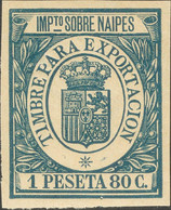 *. 1906. 1'80 Pts Azul Verdoso IMPUESTO SOBRE NAIPES. SIN DENTAR. MAGNIFICO Y RARO. (Alemany 4) - Andere & Zonder Classificatie