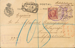 Sobre . 1902. Tarjeta Postal Provisoria Certificada De BATA A MADRID. Indicación Manuscrita "Habilitado Para Un Sello De - Andere & Zonder Classificatie