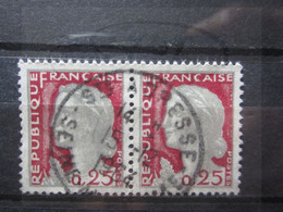 VEND BEAUX TIMBRES DE FRANCE N° 1263 EN PAIRE, OBLITERATION " STE-ADRESSE " !!! - 1960 Marianne (Decaris)