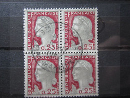 VEND BEAUX TIMBRES DE FRANCE N° 1263 EN BLOC DE 4, OBLITERATION " STE-ADRESSE " !!! - 1960 Marianne Of Decaris