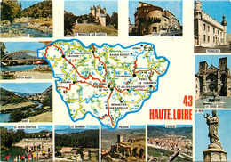 CARTE CONTOUR DEPARTEMENT HAUTE LOIRE 43 CONTOURS BLEUS - Other & Unclassified