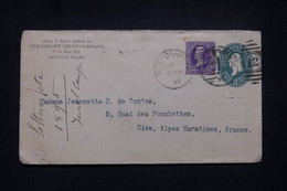 ETATS UNIS - Entier Postal Commercial + Complément De Boston Pour La France En 1896  - L 99311 - ...-1900