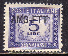 TRIESTE A 1949 1954 VARIETÀ VARIETY AMG-FTT SOPRASTAMPATO D'ITALIA ITALY SEGNATASSE POSTAGE DUE TAXES TASSE LIRE 5 MNH - Strafport