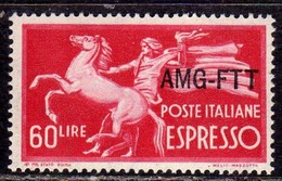 TRIESTE A 1950 AMG-FTT OVERPRINTED ESPRESSO SPECIAL DELIVERY LIRE 60 MNH BEN CENTRATO - Posta Espresso