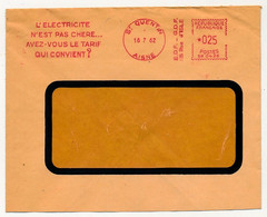FRANCE - EMA De St Quentin (Aisne) 1962 - "L'Electricité N'est Pas Chère... Avez Vous Le Tarif Qui Convient ?" - EMA (Printer Machine)