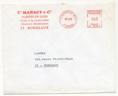FRANCE - Env. EMA De Bordeaux (Gironde) 1969 - Ets Manaut & Cie ... Abattoirs Municipaux - EMA (Empreintes Machines à Affranchir)