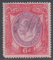 1913-1924. UNION OF SOUTH AFRICA. Georg V. REVENUE INKOMST. 6 D. Fold. () - JF420371 - Servizio