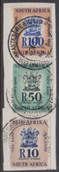 1964. SOUTH AFRICA. REVENUE INKOMST. R 100 + R 50 + R 10 On Small Piece.  () - JF420386 - Dienstmarken