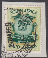 1969. SOUTH AFRICA. REVENUE INKOMST. 25 C. On Small Piece.  () - JF420387 - Dienstzegels