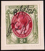 1913-1924. UNION OF SOUTH AFRICA. Georg V. REVENUE INKOMST. 2 S. On Small Piece.  () - JF420424 - Service