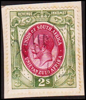 1913-1924. UNION OF SOUTH AFRICA. Georg V. REVENUE INKOMST. 2 S. On Small Piece.  () - JF420427 - Officials