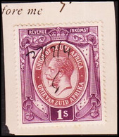 1913-1924. UNION OF SOUTH AFRICA. Georg V. REVENUE INKOMST. 1 S. On Small Piece.  () - JF420429 - Servizio
