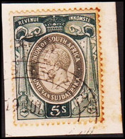 1913-1935. UNION OF SOUTH AFRICA. Georg V. REVENUE INKOMST. 5 S. On Small Piece. () - JF420431 - Service