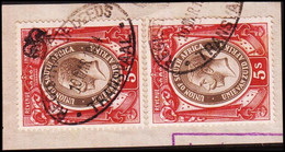 1913-1935. UNION OF SOUTH AFRICA. Georg V. REVENUE INKOMST. 2 Ex 5 S. On Small Piece. () - JF420432 - Servizio