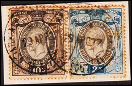 1913-1935. UNION OF SOUTH AFRICA. Georg V. REVENUE INKOMST. 2 And10 S. On Small Piece... () - JF420433 - Officials