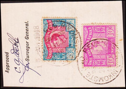 1948. UNION OF SOUTH AFRICA. Georg VI. REVENUE INKOMST. 5 And 10 S. On Small Piece. () - JF420436 - Servizio