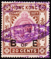 1913-1934. HONG KONG. Georg V. STAMP DUTY. 20 CENTS. Overprinted B OF E.  () - JF420524 - Postal Fiscal Stamps