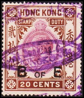 1913-1934. HONG KONG. Georg V. STAMP DUTY. 20 CENTS. Overprinted B OF E.  () - JF420524 - Sellos Fiscal-postal