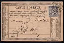 BOURG EN BRESSE POUR CORBIE / CARTE PRECURSEUR "1846 - SEPTEMBRE 1877" (ref 5708c) - Vorläufer