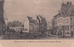 NINOVE EN 1845  LE MARCHE AUX GRAINS ET LA RUE LONGUE MONNAIE - Ninove