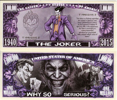 USA 1 Million Dollar Novelty Banknote 'The Joker' (DC Comics - Warner Bros) UNC & CRISP - Autres - Amérique