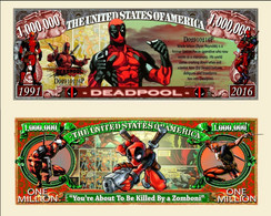 USA 1 Million Dollar Novelty Banknote 'Deadpool' (Marvel Comics) - NEW - UNC & CRISP - Other - America