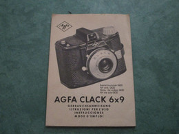 AGFA CLACK 6x9 (dépliant Double 5 Volets Multilangues) - Macchine Fotografiche