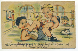 CPA ILLUSTRATEUR GOUGEON - Enfants Lutteurs - Catch - Ring " Vaincu Par Asphyxie" - Gougeon