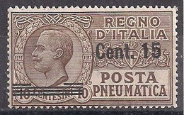 REGNO D'ITALIA POSTA PNEUMATICA 1913-1923 EFFIGE DI V.EMANUELE III SASS. 4 MLH VF - Rohrpost