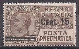 REGNO D'ITALIA POSTA PNEUMATICA 1913-1923 EFFIGE DI V.EMANUELE III SASS. 4 MLH VF - Correo Neumático