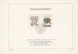 Czechoslovakia / First Day Sheet (1975/11 B) Bratislava: Biennale Of Illustrations (N. Casusin, K. Ensikat) - Paons