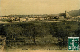 Lorgues * Vue Générale Du Village * Cpa Toilée Colorisée - Lorgues