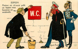 WW1 Guerre 14/18 War * CPA Illustrateur Mass'beuf * Satirique Caricature * WC Espion ! Casque à Pointe Guillaume - Oorlog 1914-18
