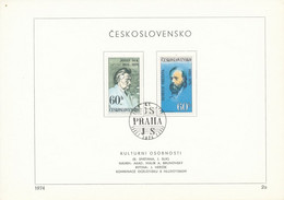 Czechoslovakia / First Day Sheet (1974/02a) Praha: Josef Suk (1874-1935) Bedrich Smetana (1824-1884) Paint. A. Brunovsky - Théâtre