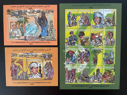 Libye Libya 2000 Mi. 2705 - 2720 Bl. 156 - 157 Gadhafi 31st Anniversay Of 1st September Revolution Gold Silver RARE ! - Libye