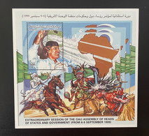 Libye Libya 1999 Mi. Bl. 153 Gadhafi Extraordinary Session Of OAU OUA September Horse Cheval Pferd RARE ! - Libia