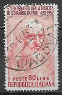 Italy 1952. Scott #601B (U) Leonardo Da Vinci, 500th Birth Anniv. - 1946-60: Afgestempeld