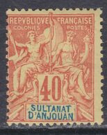 Anjouan N° 10 X Type Groupe : 40 C.  Rouge-orange Trace Charnière Sinon TB - Andere & Zonder Classificatie