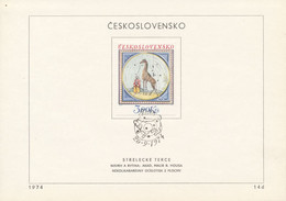 Czechoslovakia / First Day Sheet (1974/14d) Jicin: Shooting Targets (exotic Themes, Giraffe) - Cirque