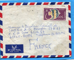 Marcophilie-Lettre COMORES-cad MORONI 1970--stamp Poisson -fishN°A23 Zanclus Conutus - Briefe U. Dokumente