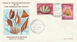 COTE FRANCAISE DES SOMALIS - Enveloppe FDC - Coquillages De La Mer Rouge - Tb N° 312-314 - 1962 - Briefe U. Dokumente