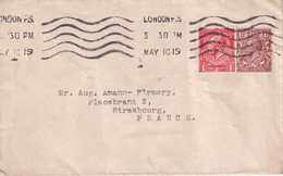 GB / PERFIN - 1919 - ENVELOPPE Avec PERFORE (TRAVERS & SONS LTD) De LONDON => STRASBOURG (ALSACE RECONQUISE) - Perfins