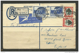 SOUTH-AFRICA 1953 Pre-stamped Registered Air Mail Cover Durban Pine Street Sent To England - Luchtpost