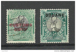 South-Africa Dpuane Customs Duty 2 Older Revenue Stamps With OPT - Dienstzegels