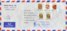 IRAN  R-Luftpostbrief   Registered Airmail Cover To Germany   Blumen  Flowers - Iran